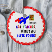 スーパーヒーローアート先生、ヴァンゴッホ絵画を保持 缶バッジ (インサイチュ)