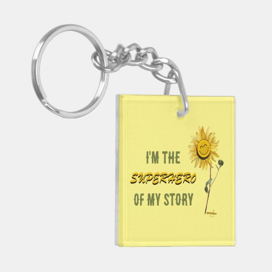 スーパーヒーローイエローアクリルキーチェーンバイアディラ・アコー キーホルダー (正面左)