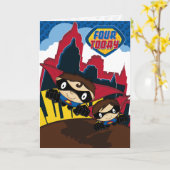 スーパーヒーローインシティシーン誕生日カード カード (黄色い花)