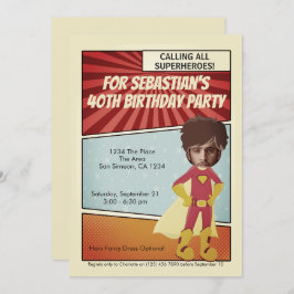 スーパーヒーローオールド漫画ノベルティバースデーパーティー 招待状