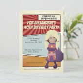 スーパーヒーローオールド漫画バースデーパーティー(ブロンド) 招待状 (スタンド正面)