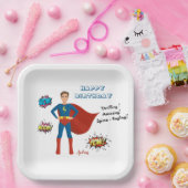 スーパーヒーローカスタムフォト誕生日紙プレート ペーパープレート (パーティー)