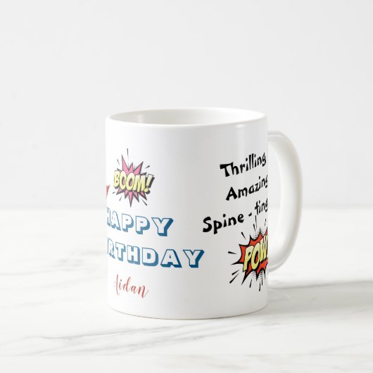 スーパーヒーローカスタムフォト誕生日 コーヒーマグカップ (正面右)