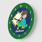 スーパーヒーローカッコいいボーイ ラージ壁時計 (傾斜)