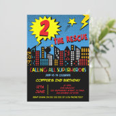 スーパーヒーローカラフル2日のレスキュー2回目の誕生日 招待状 (スタンド正面)