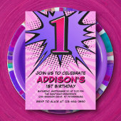 スーパーヒーローガールの最初の誕生日招待状 招待状