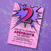 スーパーヒーローガールの第2誕生日招待状 招待状