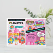 スーパーヒーローガールズ誕生日ガールパワーヒすごいーロー 招待状 (スタンド正面)