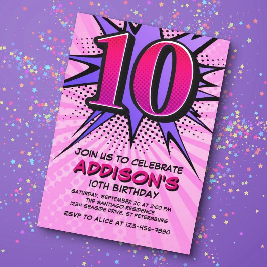 スーパーヒーローガールズ10誕生日招待状 招待状