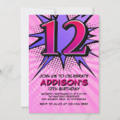 スーパーヒーローガールズ12誕生日招待状 招待状 (正面)