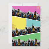 スーパーヒーローガールバースデーパーティーの招待 シーズンカード (裏面)