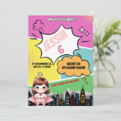 スーパーヒーローガールバースデーパーティーの招待 招待状 (スタンド正面)