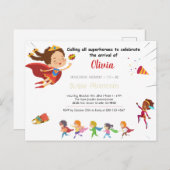 スーパーヒーローガールベビーシャワー ポストカード (正面/裏面)