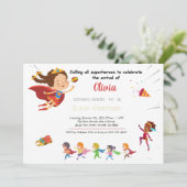 スーパーヒーローガールベビーシャワー 招待状 (スタンド正面)