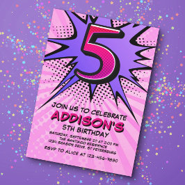 スーパーヒーローガール第5誕生日招待状 招待状