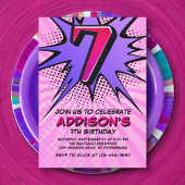 スーパーヒーローガール第7誕生日招待状 招待状