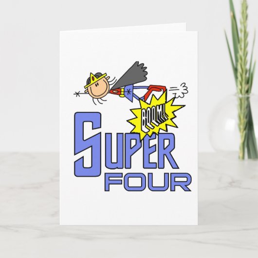 スーパーヒーローガール4th誕生日Tシャツとギフト カード (正面)