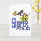 スーパーヒーローガール4th誕生日Tシャツとギフト カード (黄色い花)