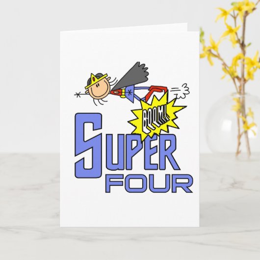 スーパーヒーローガール4th誕生日Tシャツとギフト カード (黄色い花)