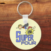 スーパーヒーローガール4th誕生日Tシャツとギフト キーホルダー (正面)