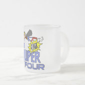 スーパーヒーローガール4th誕生日Tシャツとギフト フロストグラスマグカップ (正面右)