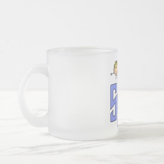 スーパーヒーローガール4th誕生日Tシャツとギフト フロストグラスマグカップ (左)