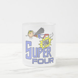 スーパーヒーローガール4th誕生日Tシャツとギフト フロストグラスマグカップ