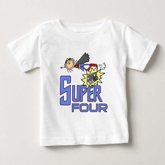 スーパーヒーローガール4th誕生日Tシャツとギフト ベビーTシャツ (正面)