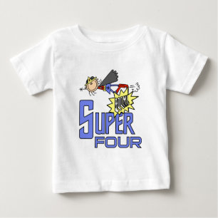 スーパーヒーローガール4th誕生日Tシャツとギフト ベビーTシャツ