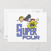 スーパーヒーローガール4th誕生日Tシャツとギフト ポストカード (正面/裏面)