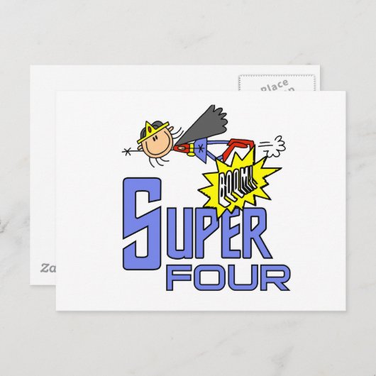 スーパーヒーローガール4th誕生日Tシャツとギフト ポストカード (正面/裏面)