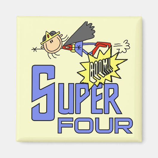 スーパーヒーローガール4th誕生日Tシャツとギフト マグネット (正面)