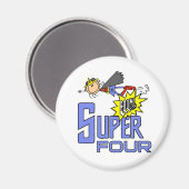 スーパーヒーローガール4th誕生日Tシャツとギフト マグネット (正面/裏面)