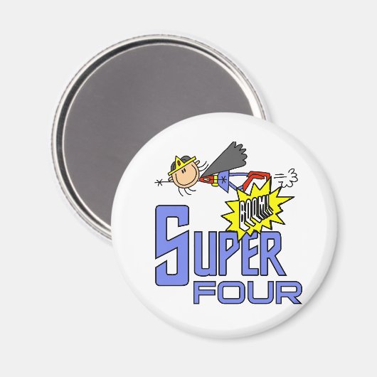 スーパーヒーローガール4th誕生日Tシャツとギフト マグネット (正面/裏面)