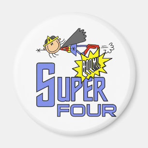 スーパーヒーローガール4th誕生日Tシャツとギフト マグネット