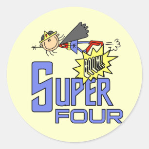 スーパーヒーローガール4th誕生日Tシャツとギフト ラウンドシール