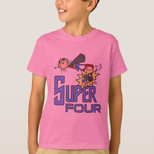スーパーヒーローガール4th誕生日Tシャツとギフト Tシャツ (正面)