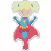 スーパーヒーローガール、かわいい女の子、金髪、赤岬 シール (正面)