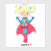 スーパーヒーローガール、かわいい女の子、金髪、赤岬 シール (シート)