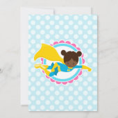 スーパーヒーローガール – アフリカ系アメリカ人バースデーパーティー 招待状 (裏面)