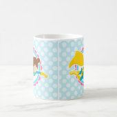 スーパーヒーローガール – カワイイ飛んでいるーヒーローインケープイン コーヒーマグカップ (中央)