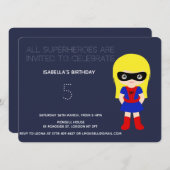 スーパーヒーローキッズガールズバースデーパーティー招待状 招待状 (正面/裏面)