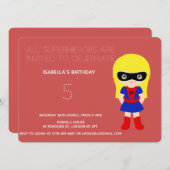 スーパーヒーローキッズガールズバースデーパーティー招待状 招待状 (正面/裏面)