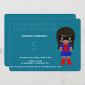 スーパーヒーローキッズガールズバースデーパーティー招待状 招待状 (正面/裏面)