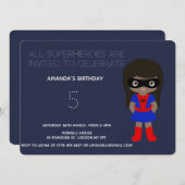 スーパーヒーローキッズガールズバースデーパーティー招待状 招待状 (正面/裏面)