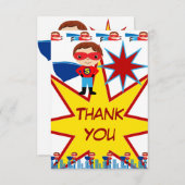 スーパーヒーローキッズボーイズバースデーパーティーサンキューカード サンキューカード (正面/裏面)