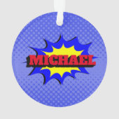 スーパーヒーローキッズ漫画パーソナライズされたブック名 オーナメント (裏面)