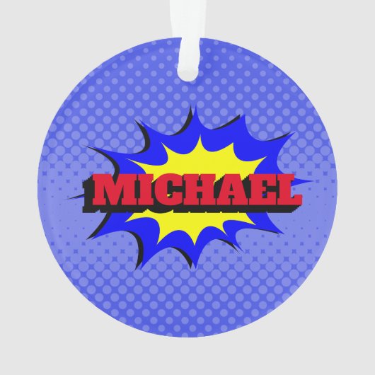 スーパーヒーローキッズ漫画パーソナライズされたブック名 オーナメント (裏面)