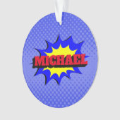 スーパーヒーローキッズ漫画パーソナライズされたブック名 オーナメント (正面)