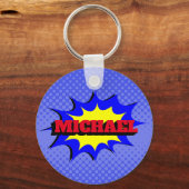 スーパーヒーローキッズ漫画パーソナライズされたブック名 キーホルダー (正面)